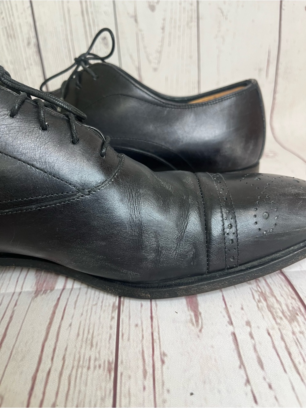 Men's Prada Size 8 Black Leather Dress Shoes Cap-Toe Oxford - Picture 12 of 16